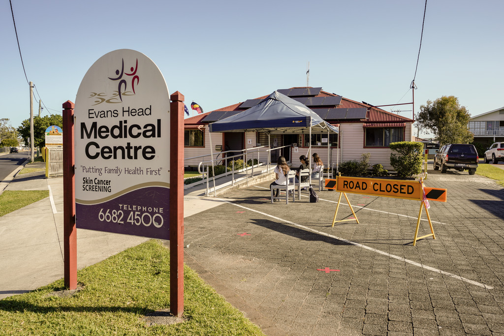 Item 21: Outdoor waiting room set up during the Coronavirus (COVID-19) pandemic, Evans Head Medical Centre, Evans Heads, New South Wales, 4 May 2020