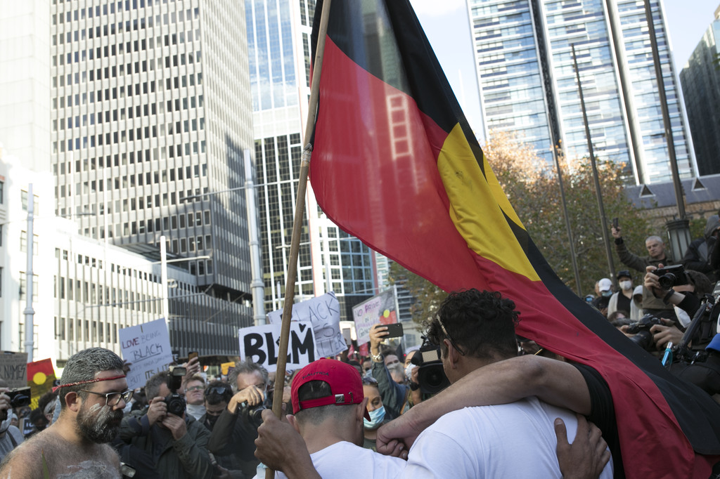 Item 08: Aboriginal flag, Black Lives Matter protest, Sydney, New South Wales, 6 June 2020