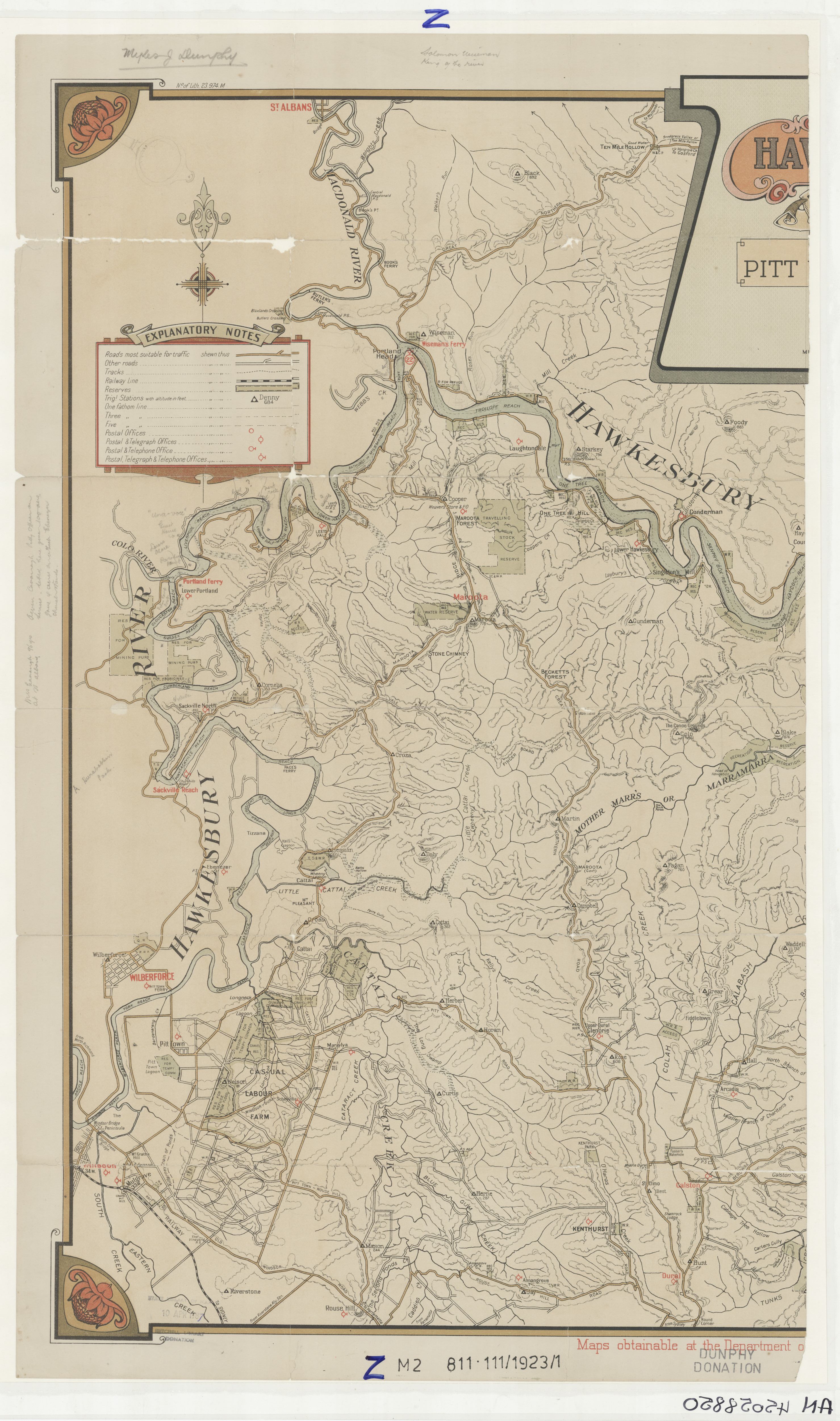 Hawkesbury River Map Nsw Map Of The Hawkesbury River From Windsor To Broken Bay Including  Tributaries | State Library Of Nsw
